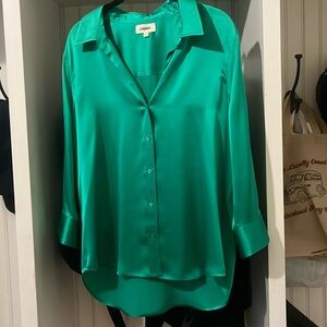Beautiful “Dani “ silk satin 3/4 sleeve button down blouse